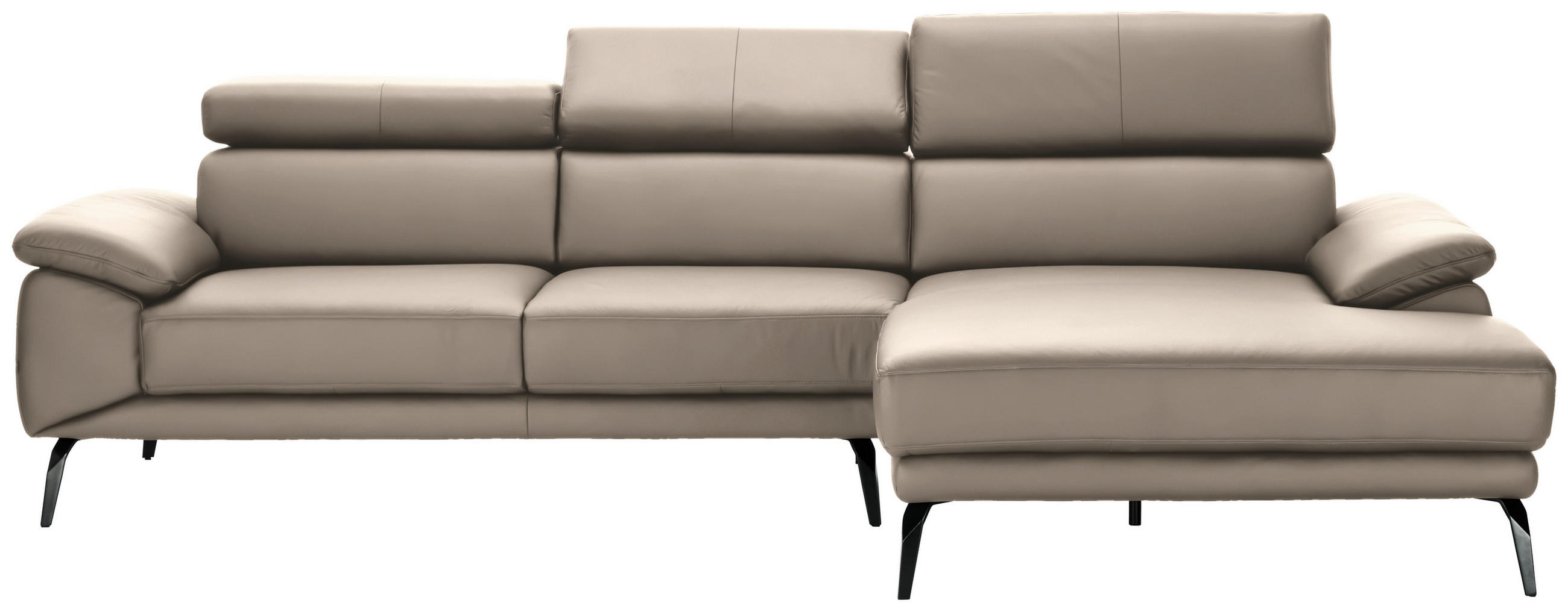 ECKSOFA Creme Echtleder  - Creme/Schwarz, Design, Leder/Metall (295/187cm) - Novel