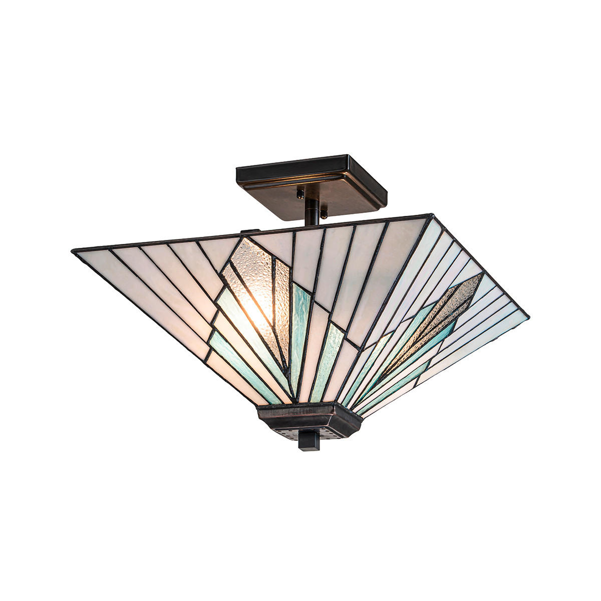 DECKENLEUCHTE     - Dunkelbraun/Multicolor, KONVENTIONELL, Glas/Metall (25,5/38/38cm) - Elstead Lighting