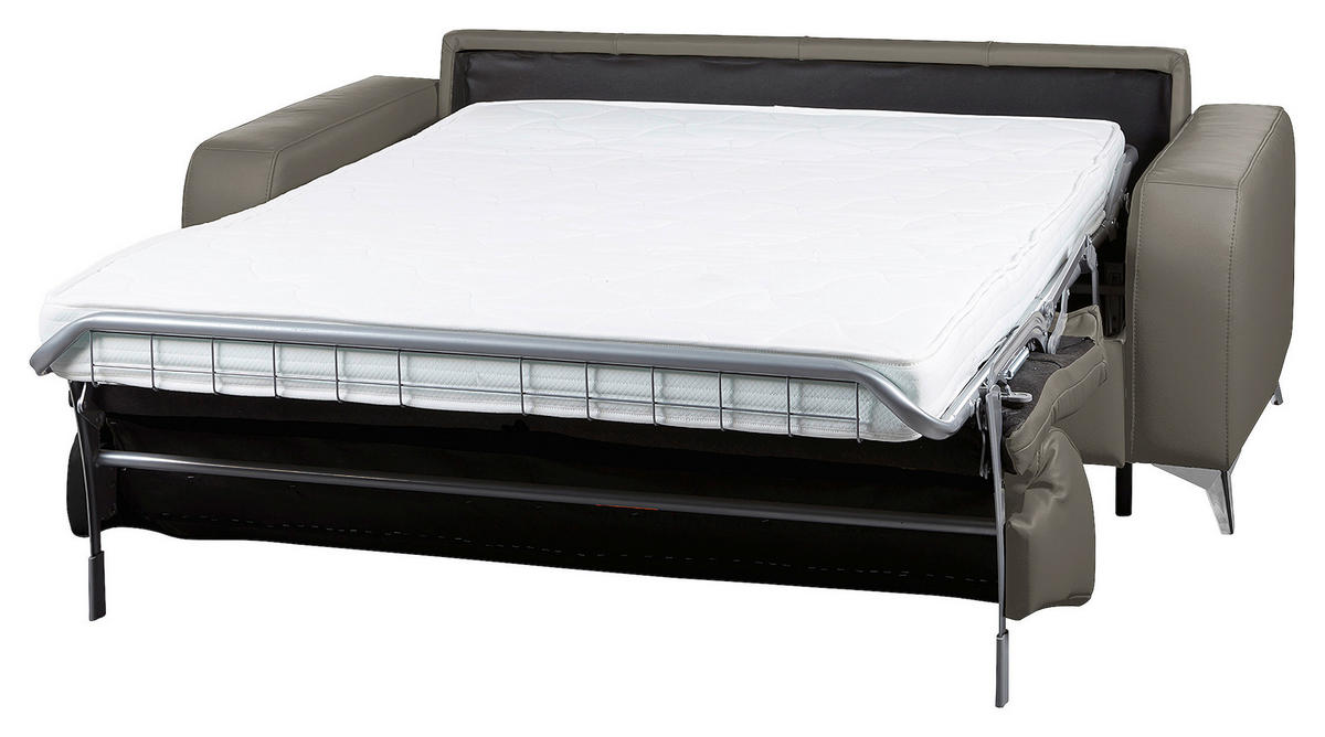SCHLAFSOFA in Leder Schlammfarben  - Schlammfarben/Silberfarben, Design, Leder/Metall (204/84/104cm) - Livetastic