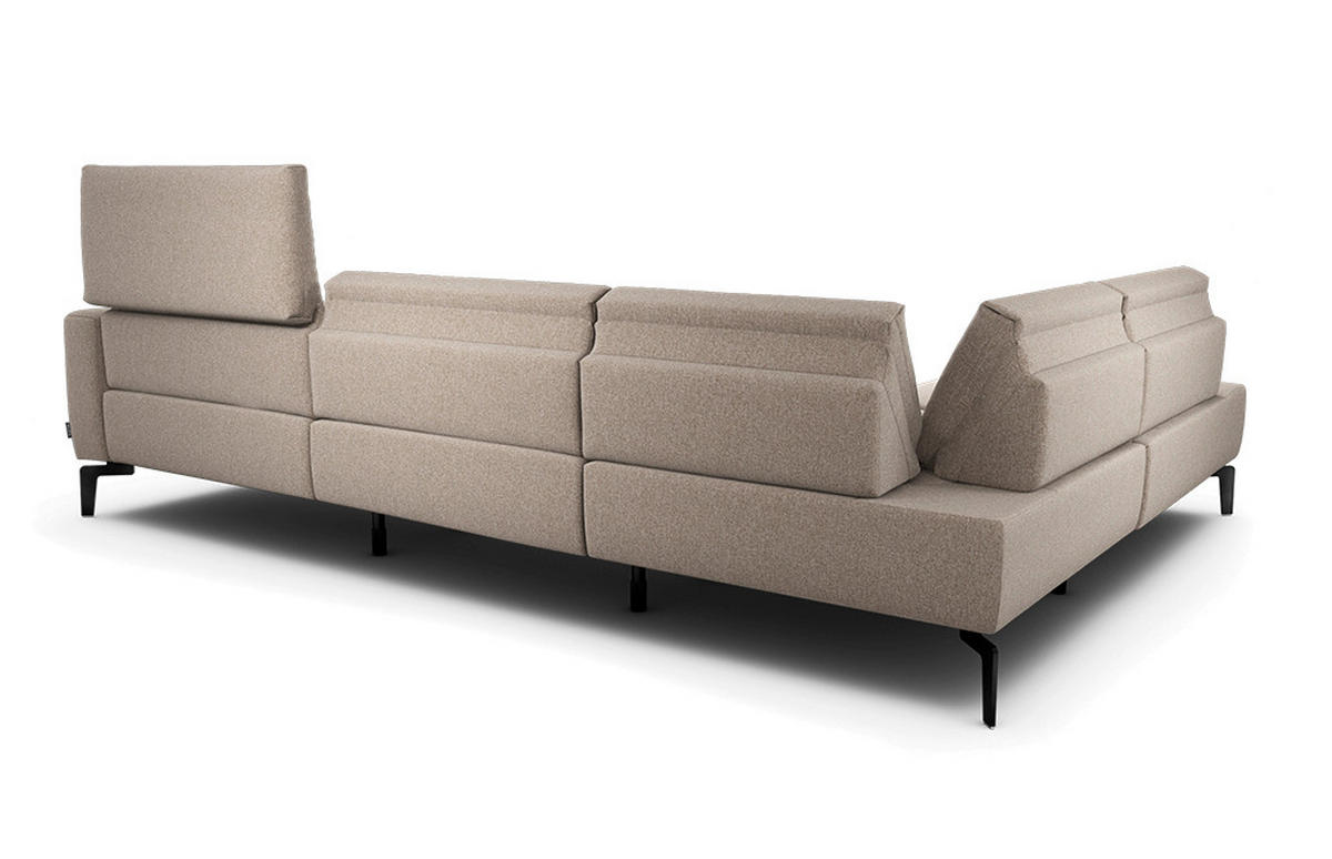 ECKSOFA Cosy Sandfarben Chenille  - Sandfarben/Schwarz, Design, Textil/Metall (213/296cm) - SENSOO
