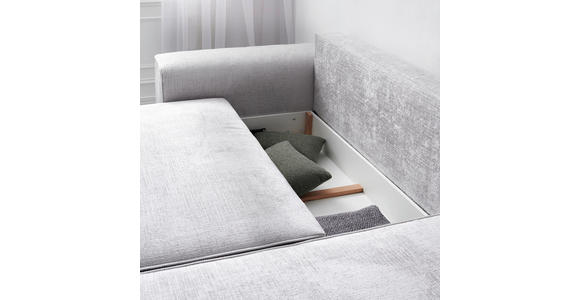 ECKSOFA in Plüsch Grau  - Blaugrau/Schwarz, Design, Kunststoff/Textil (152/288cm) - Xora