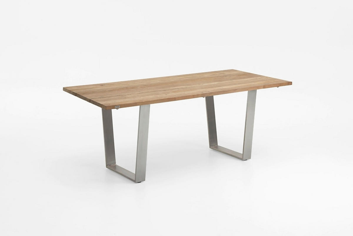 GARTENTISCH 180/95/76 cm  - Edelstahlfarben/Teakfarben, Design, Holz/Metall (180/95/76cm)