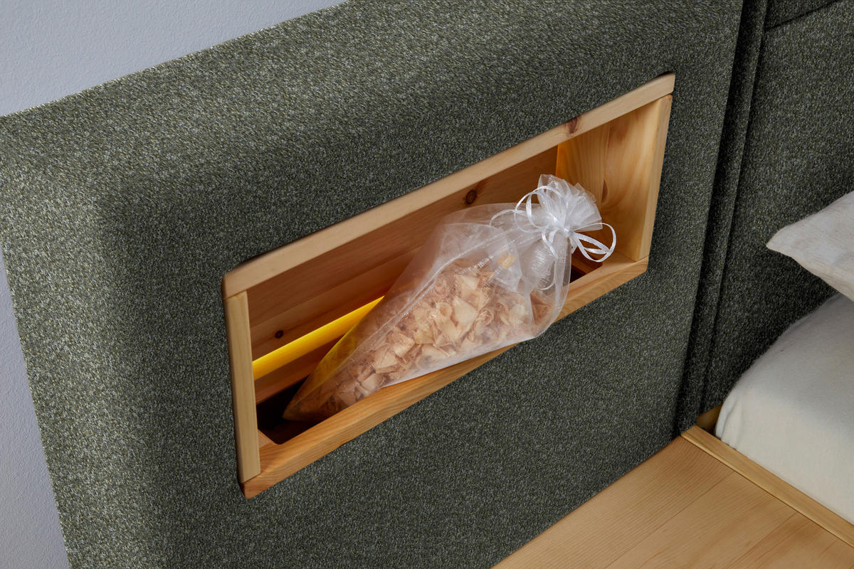 BETT 160/200 cm  in Zirbelkieferfarben, Dunkelgrün  - Dunkelgrün/Zirbelkieferfarben, Natur, Holz/Textil (160/200cm) - Valnatura