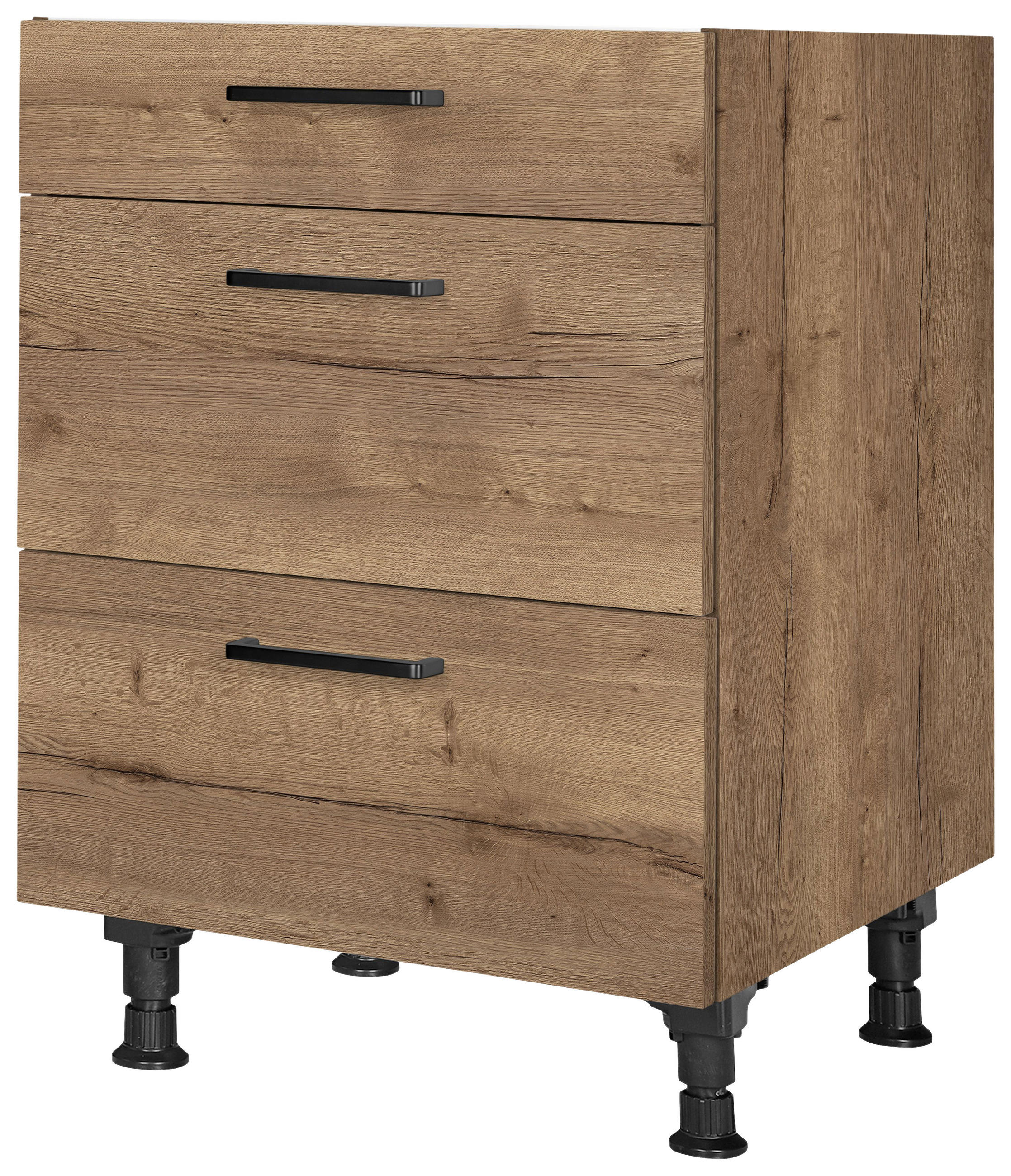 SCHUBKASTENUNTERSCHRANK 60/87/56 cm  in Eiche dunkel  - Eiche dunkel/Schwarz, MODERN, Holzwerkstoff/Metall (60/87/56cm) - Nobilia