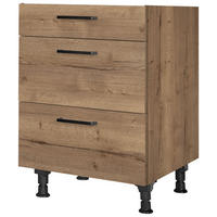 SCHUBKASTENUNTERSCHRANK 60/87/56 cm  in Eiche dunkel  - Eiche dunkel/Schwarz, MODERN, Holzwerkstoff/Metall (60/87/56cm) - Nobilia