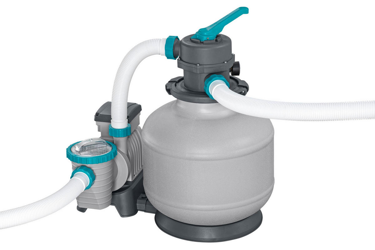 POOL SET 56384 460/132 cm  - Blau/Dunkelbraun, KONVENTIONELL, Kunststoff/Metall (460/132cm) - Bestway