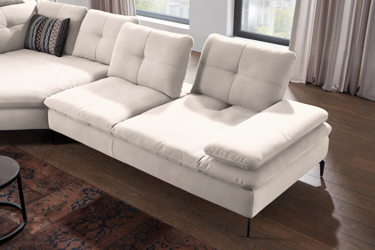ECKSOFA in Flachgewebe Creme  - Creme/Schwarz, Design, Textil/Metall (159/344cm) - Chilliano