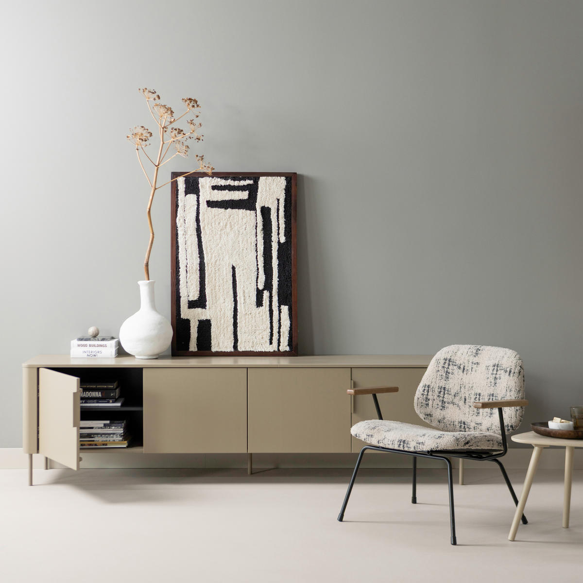 SESSEL in Chenille Beige  - Beige/Schwarz, Design, Holz/Textil (69/69/64cm) - Livetastic