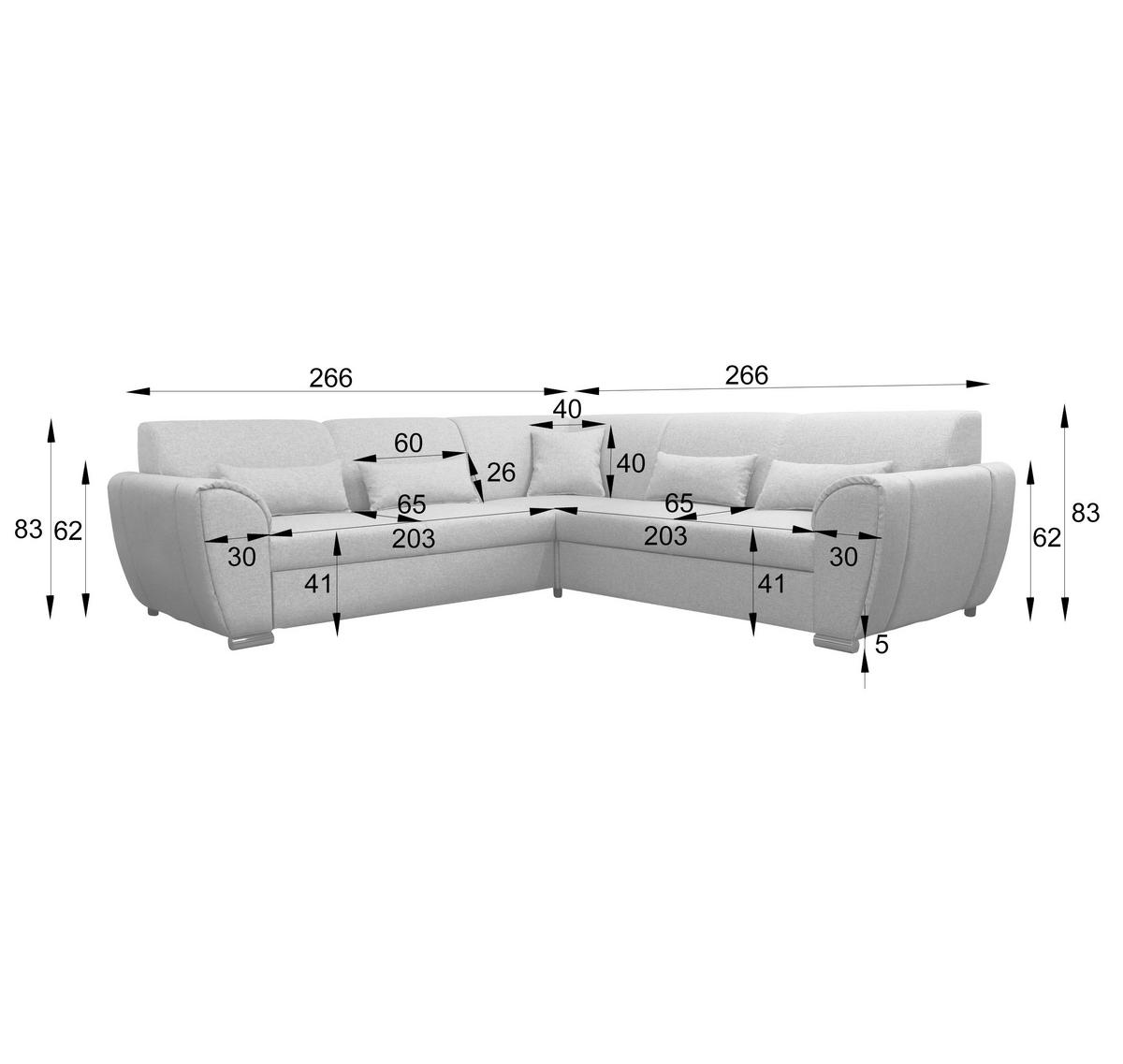 ECKSOFA Hellgrau Flachgewebe  - Silberfarben/Hellgrau, Design, Kunststoff/Textil (266/266cm) - Livetastic