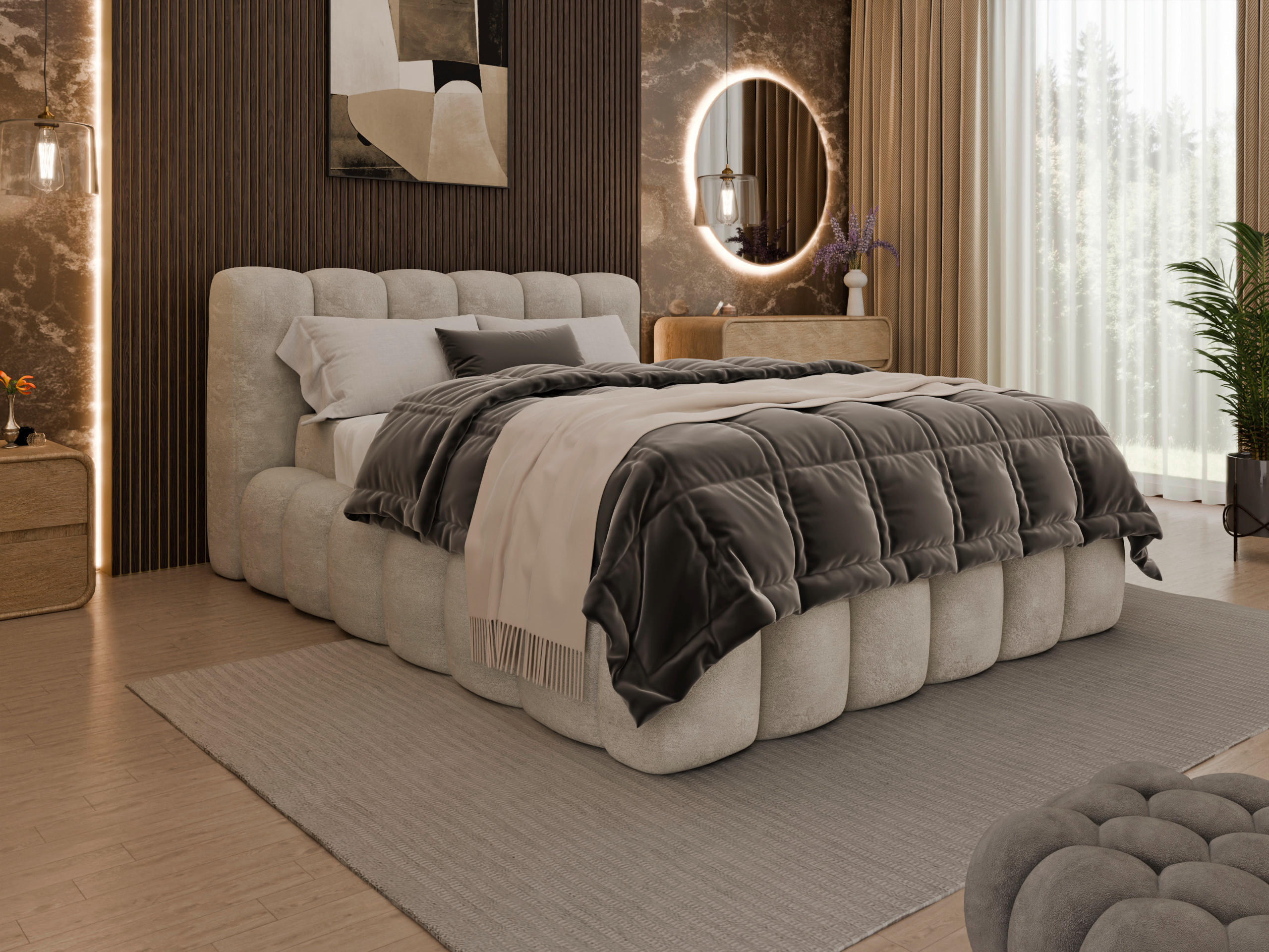 POLSTERBETT Bettkasten Creme 140/200 cm  - Creme/Schwarz, Trend, Kunststoff/Textil (140/200cm) - Esposa