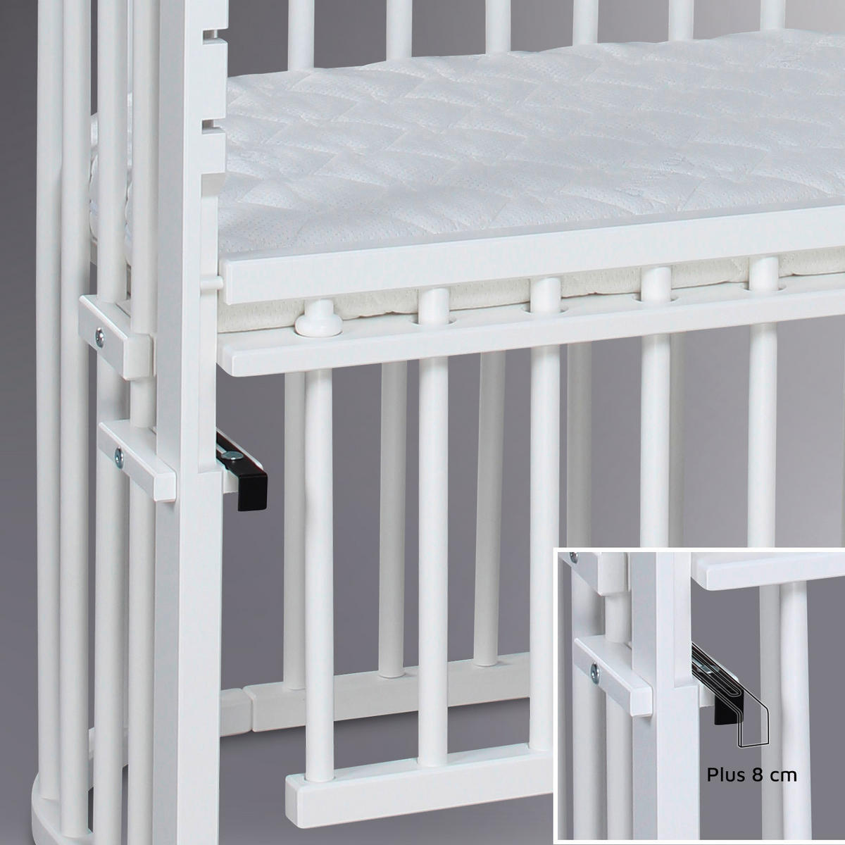 BEISTELLBETT MAXI COMFORT PLUS 96/56,5/79 cm  - Weiß, Basics, Holz (96/56,5/79cm) - Babybay