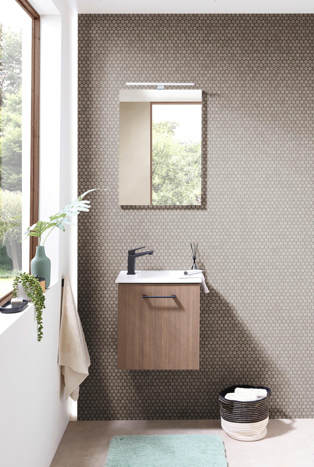 BADEZIMMERSPIEGEL 50/70/3,2 cm  - Silberfarben/Schwarz, MODERN, Glas/Holzwerkstoff (50/70/3,2cm) - Sadena