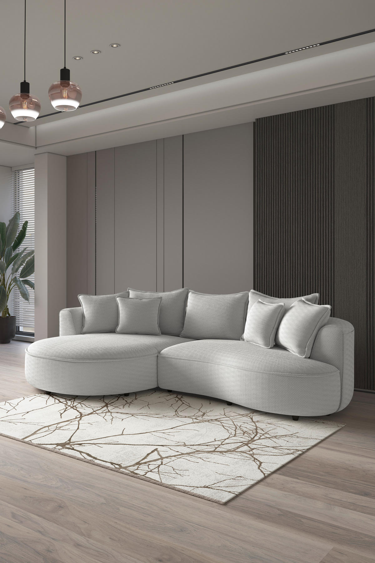 ECKSOFA LEVI Beige Velours, Struktur  - Beige/Schwarz, MODERN, Kunststoff/Textil (168/287cm) - Livetastic