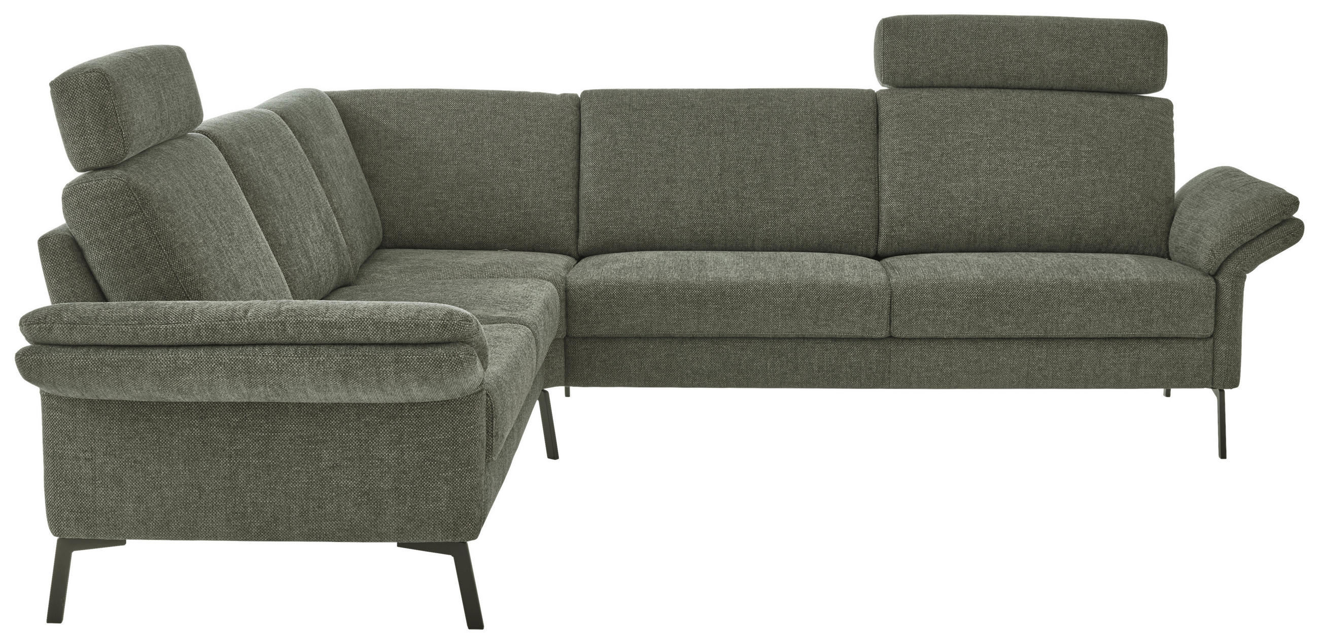 ECKSOFA  Chenille Olivgrün  - Schwarz/Olivgrün, Konventionell, Textil/Metall (249/269cm) - Pure Home Comfort