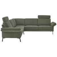 ECKSOFA  Chenille Olivgrün  - Schwarz/Olivgrün, Konventionell, Textil/Metall (249/269cm) - Pure Home Comfort