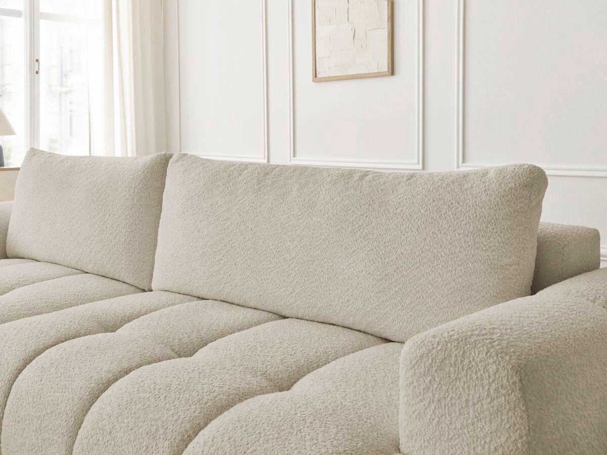 ECKSCHLAFSOFA FUJI Bouclé Beige  inkl.  - Beige/Schwarz, MODERN, Kunststoff/Textil (160/292cm)