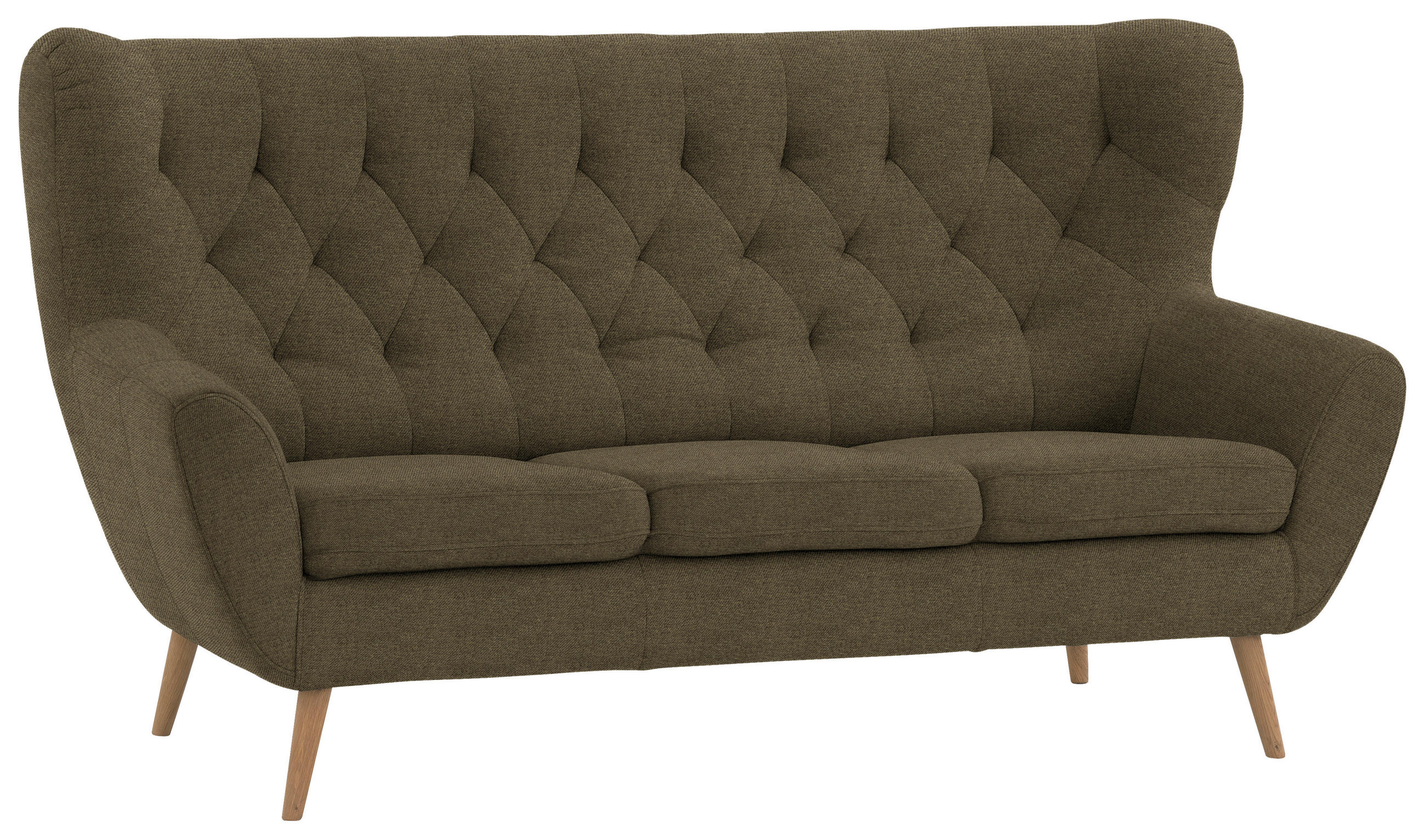 3-SITZER-SOFA in Mikrofaser Olivgrün  - Olivgrün, Design, Holz/Textil (187/101/95cm) - Stylife