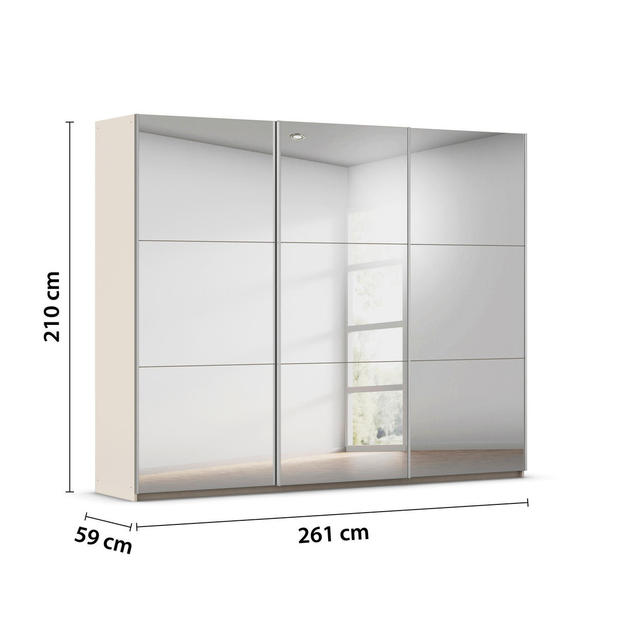 GARDEROB MED SKJUTDÖRRAR 261/210/59 cm,  i champagne, 3 dörrar  - champagne, Trend, metall/trämaterial (261/210/59cm) - Rauch Möbel