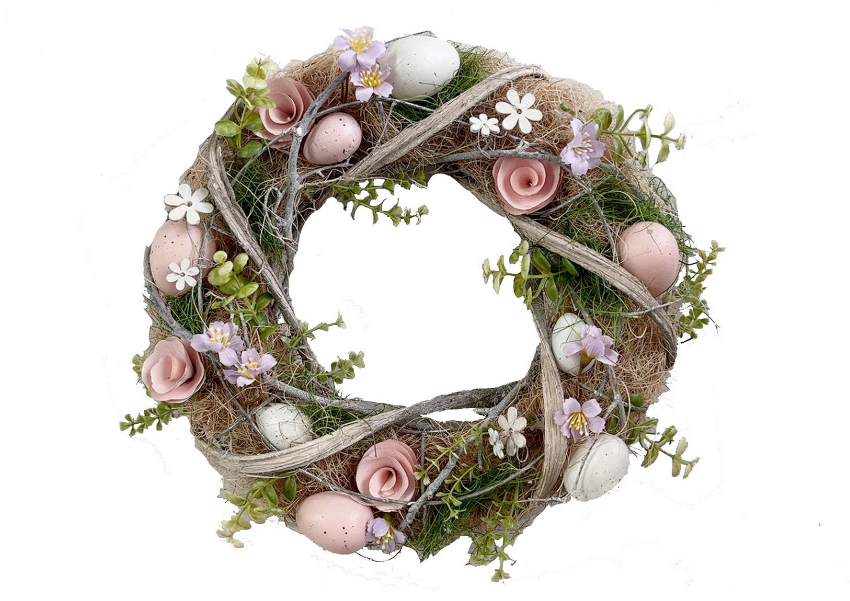 FRÜHLINGSKRANZ  - Pink/Weiß, LIFESTYLE, Naturmaterialien/Holz (35cm)