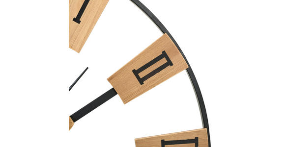 WANDUHR Naturfarben, Schwarz 80,5/80,5/7 cm  - Schwarz/Naturfarben, LIFESTYLE, Holz/Metall (80,5/80,5/7cm) - Landscape