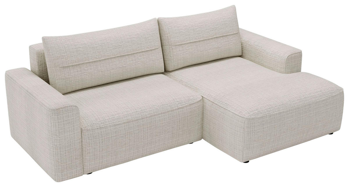 ECKSOFA in Chenille Creme  - Creme/Schwarz, Design, Kunststoff/Textil (233/144cm) - Livetastic