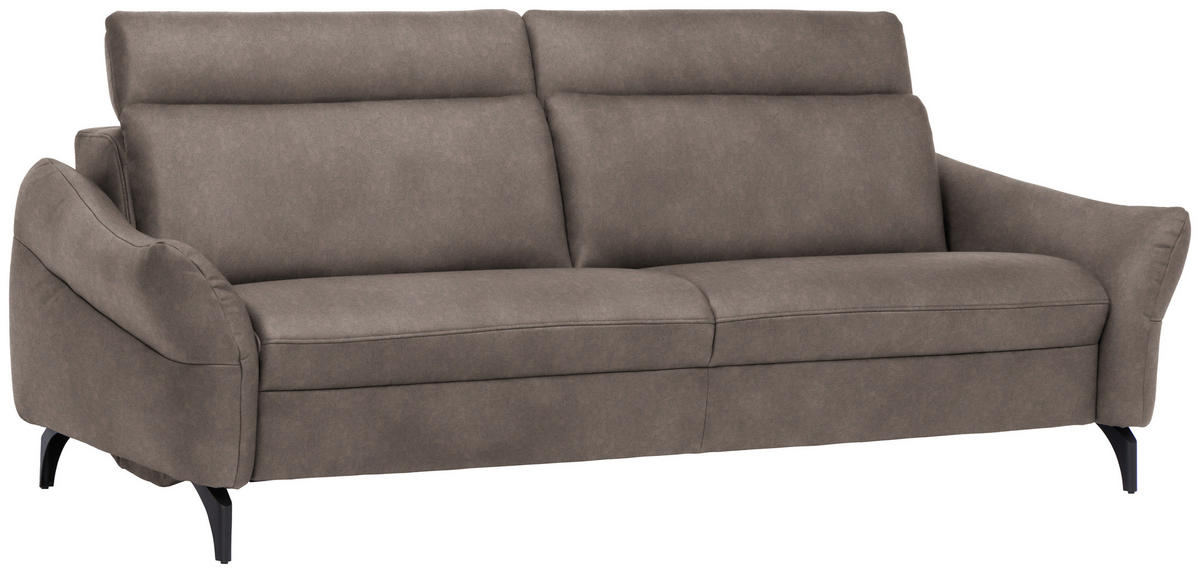 3-SITZER-SOFA in Leder Graubraun  - Anthrazit/Graubraun, Design, Leder/Metall (227/92/97cm) - Himolla Komfortklass