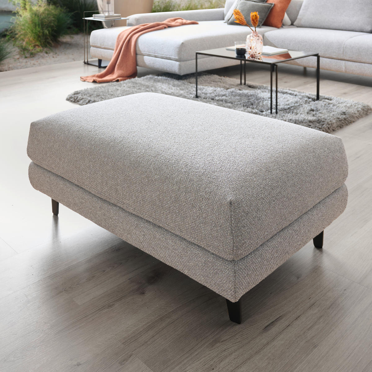 ECKSOFA  in Flachgewebe Hellgrau  225/355 cm  - Anthrazit/Hellgrau, Design, Textil/Metall (225/355cm) - Johann Jakob
