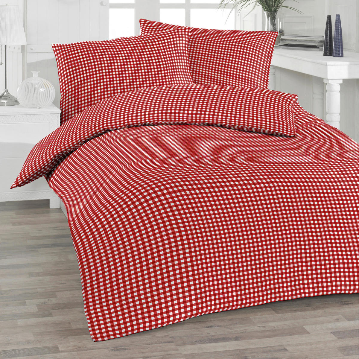 BETTWÄSCHE Seersucker 140/220 cm  - Rot, Design, Textil (140/220cm) - Florella
