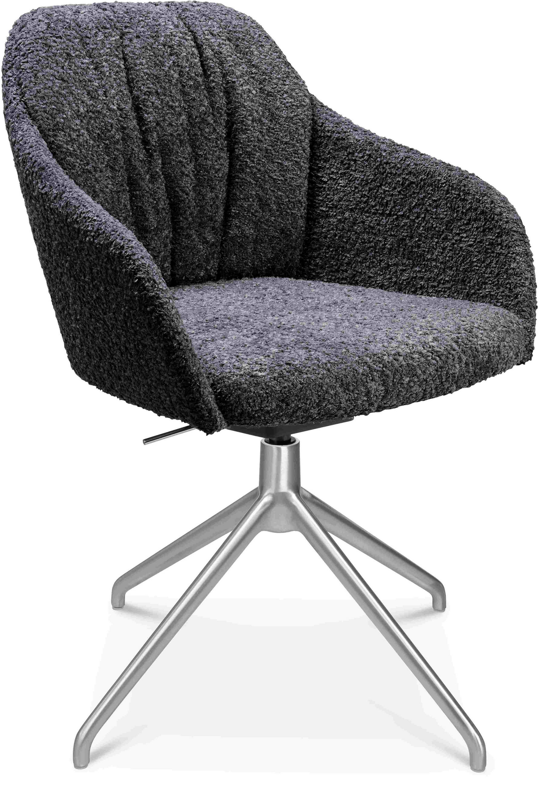 ARMLEHNSTUHL  in Aluminium Bouclé  - Lavagrau/Alufarben, Design, Textil/Metall (58/81,5-84,5/60cm) - Johann Jakob