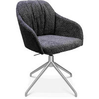 ARMLEHNSTUHL  in Aluminium Bouclé  - Lavagrau/Alufarben, Design, Textil/Metall (58/81,5-84,5/60cm) - Johann Jakob