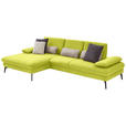 ECKSOFA in Chenille, Mikrofaser Limette  157/299 cm  - Limette/Schwarz, Design, Textil/Metall (157/299cm) - Dieter Knoll