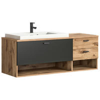 UMIVAL. ENOTA Z UMIVALNIKOM  - siva/barve hrasta, Moderno, kovina/umetna masa (140cm) - MID.YOU
