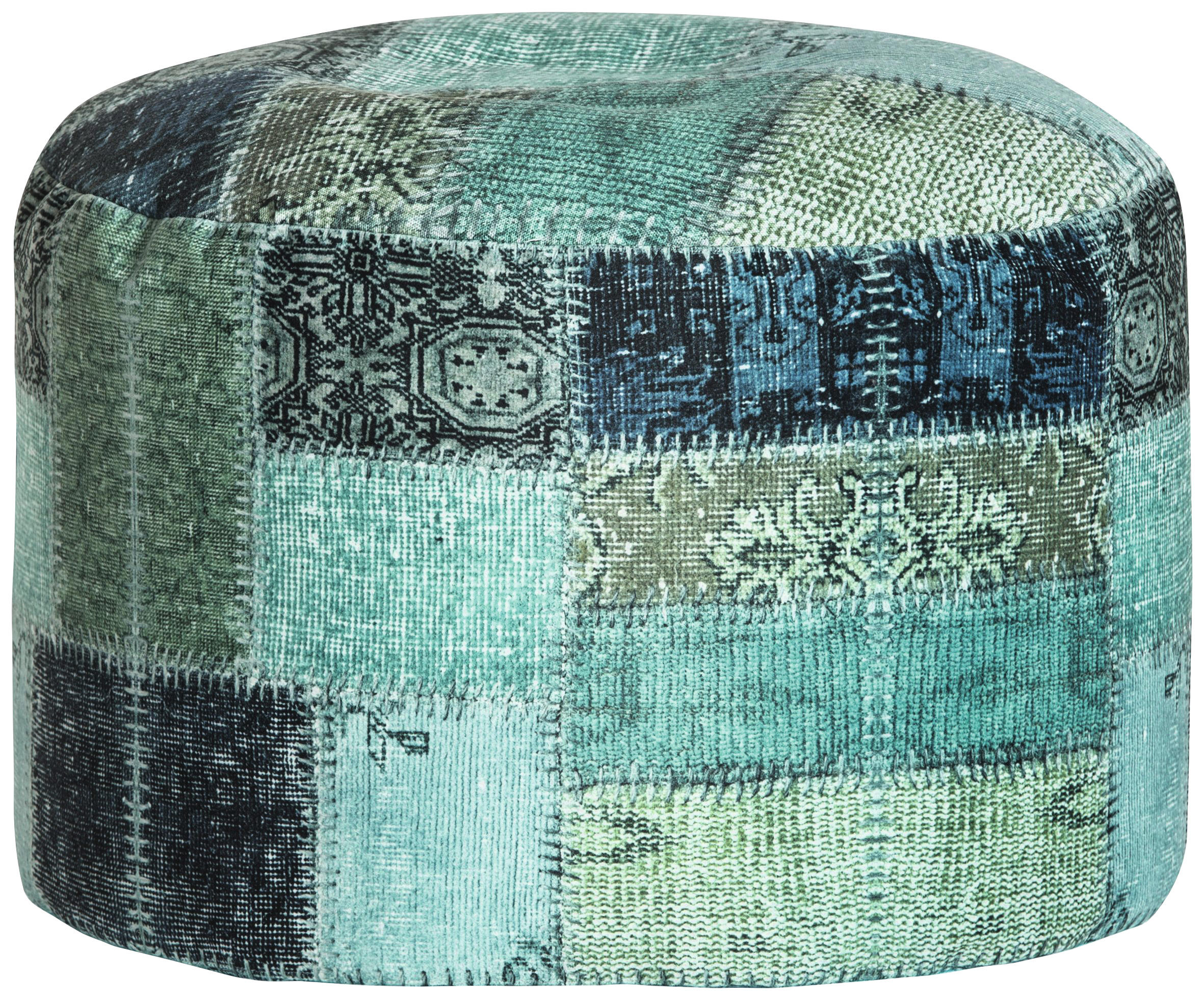 POUF in Textil Petrol  - Petrol, Design, Textil (50/30/50cm)