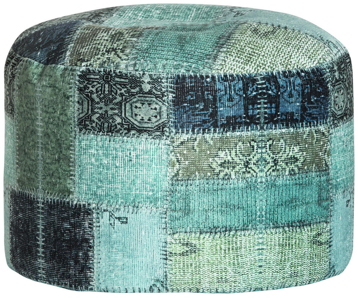 POUF in Textil Petrol  - Petrol, Design, Textil (50/30/50cm)