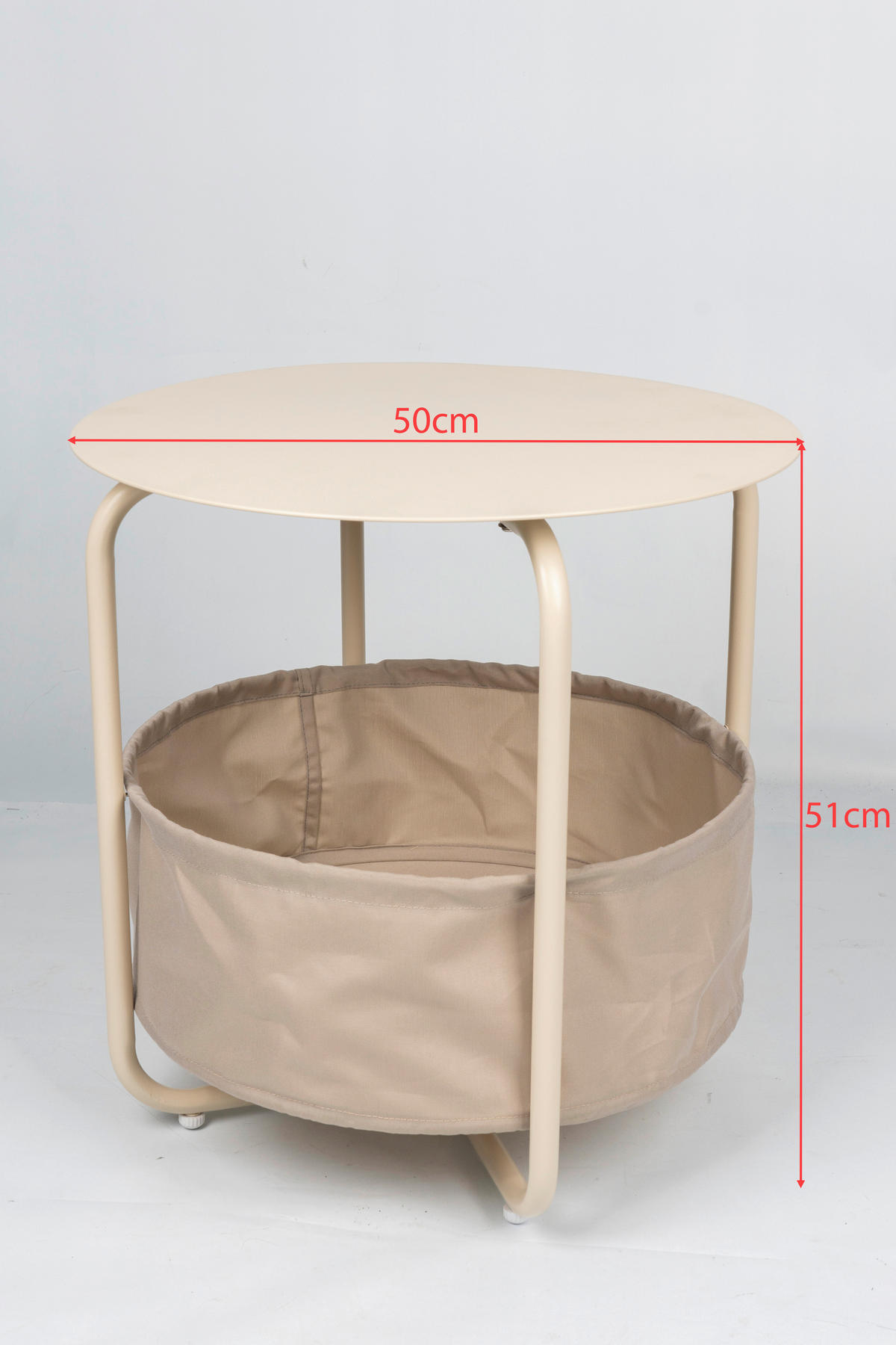 BEISTELLTISCH in Metall, Textil 50/50/51 cm  - Beige, Design, Textil/Metall (50/50/51cm) - Ambia Garden