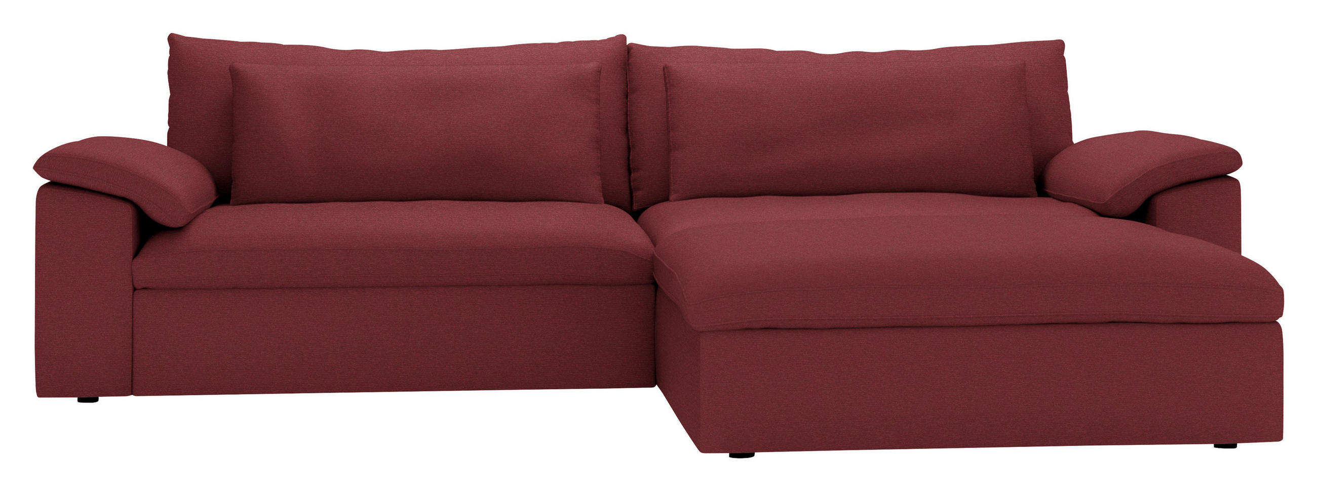 ECKSOFA  Chenille Bordeaux  - Bordeaux/Schwarz, Modern, Kunststoff/Textil (306/198cm) - Carryhome