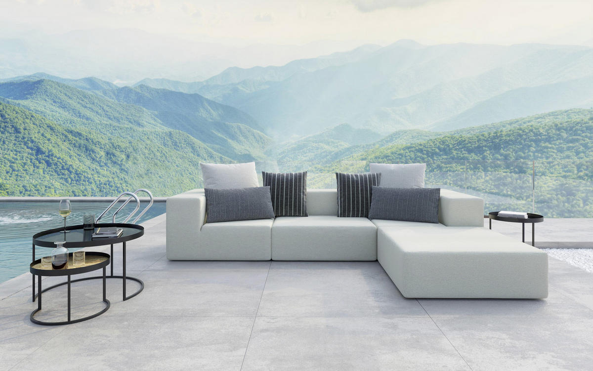 LOUNGESOFA  - Beige/Multicolor, Design, Textil (220/330cm) - Livetastic