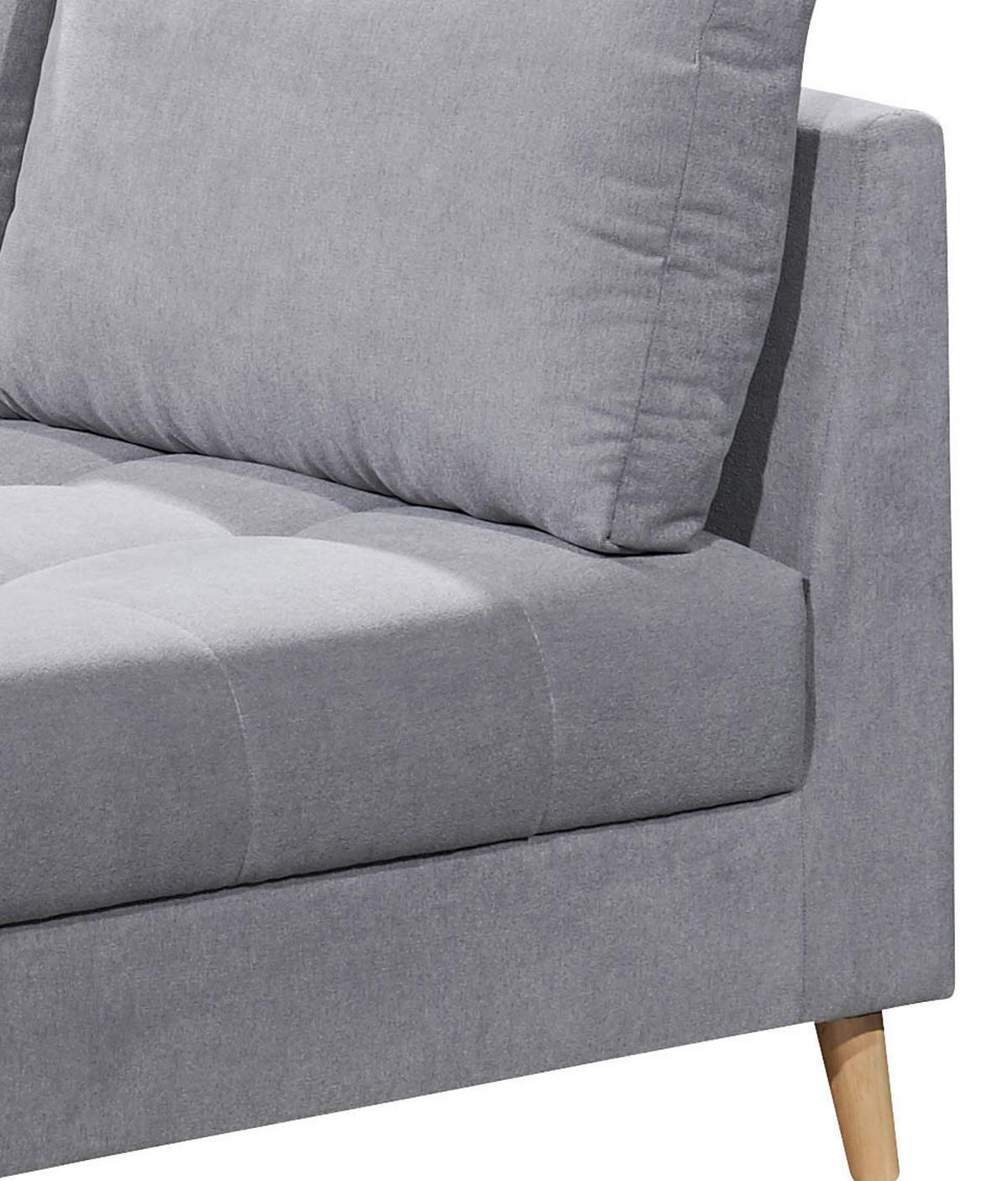 ECKSOFA Hellgrau Mikrovelours  - Hellgrau/Kieferfarben, KONVENTIONELL, Holz/Textil (175/249cm) - MID.YOU