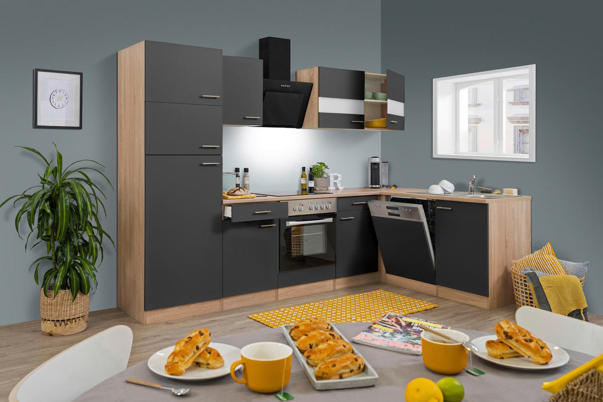 KÜCHENLEERBLOCK   in Grau  - Edelstahlfarben/Eichefarben, Basics, Holzwerkstoff/Metall - Respekta