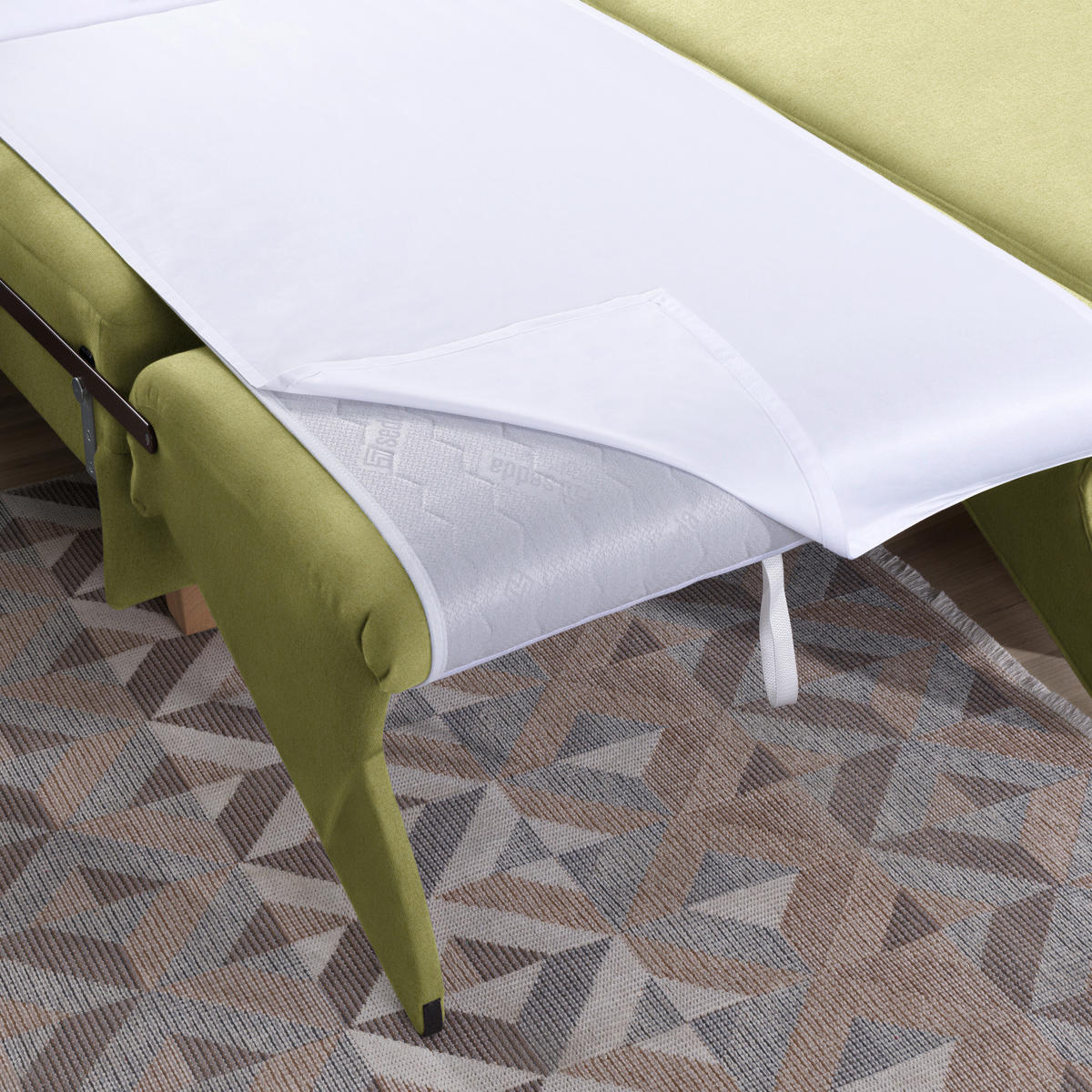 ECKSOFA in Flachgewebe Hellgrün  261/203 cm  - Eichefarben/Hellgrün, KONVENTIONELL, Holz/Textil (261/203cm) - Sedda