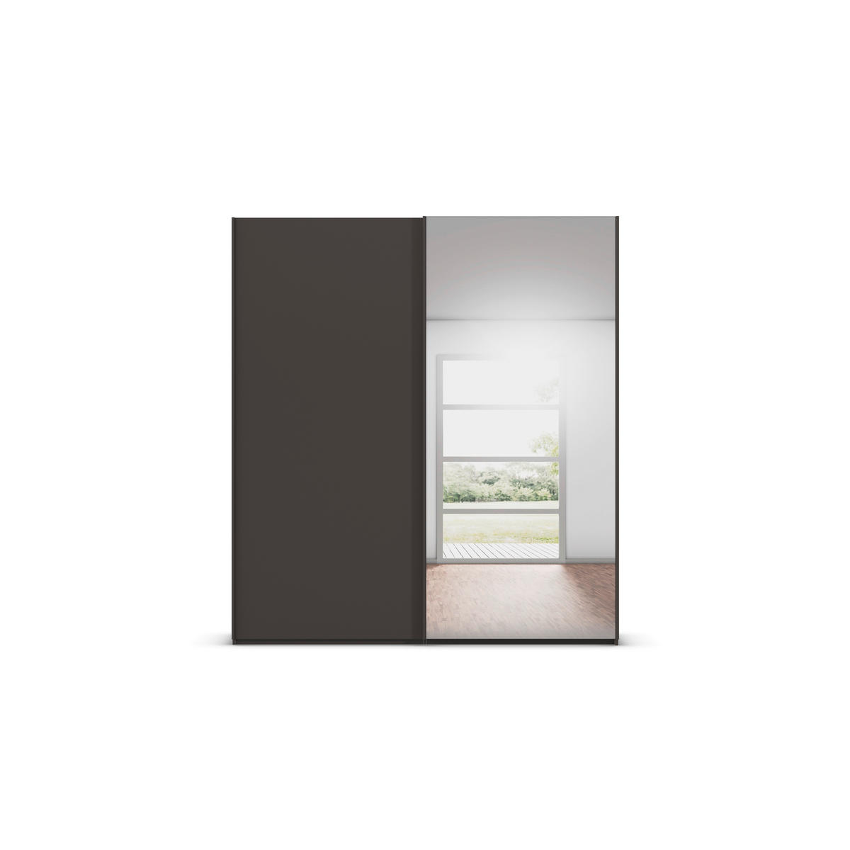SCHWEBETÜRENSCHRANK 201/223/69 cm,  in Graphitfarben, 2 Tür(en)  - Graphitfarben, Basics, Glas/Holzwerkstoff (201/223/69cm) - Rauch Möbel