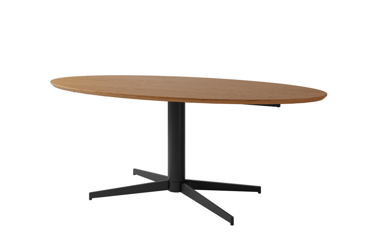 ESSTISCH 200/100/76 cm Echtholz  Metall, Holzwerkstoff in verschiedenen Größen erhältlich oval Eichefarben  - Eichefarben/Schwarz, MODERN, Holzwerkstoff/Metall (200/100/76cm) - Schöner Wohnen