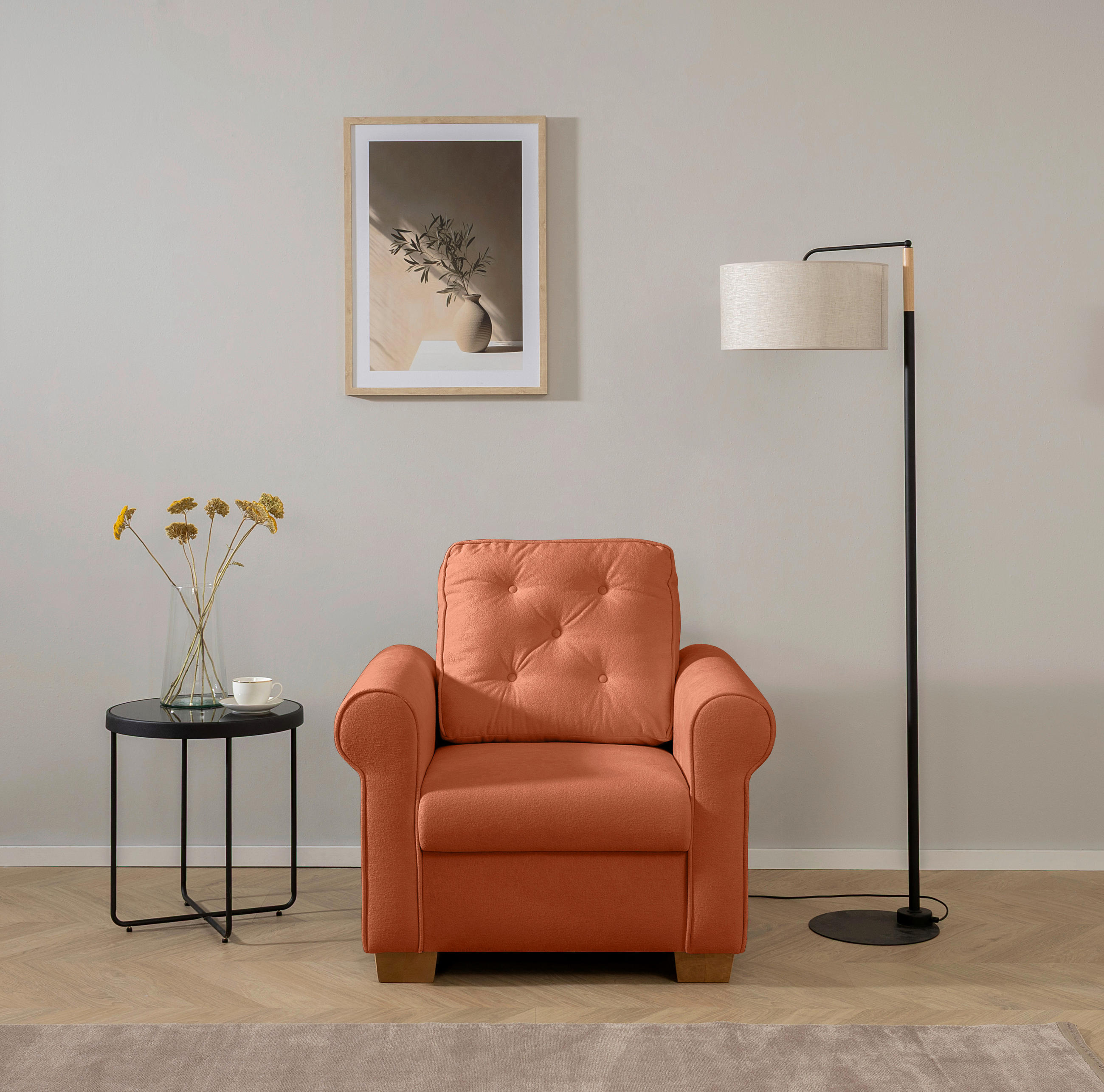 SESSEL in Rostfarben  - Rostfarben/Buchefarben, Design, Holz/Textil (93/89/82cm) - MID.YOU