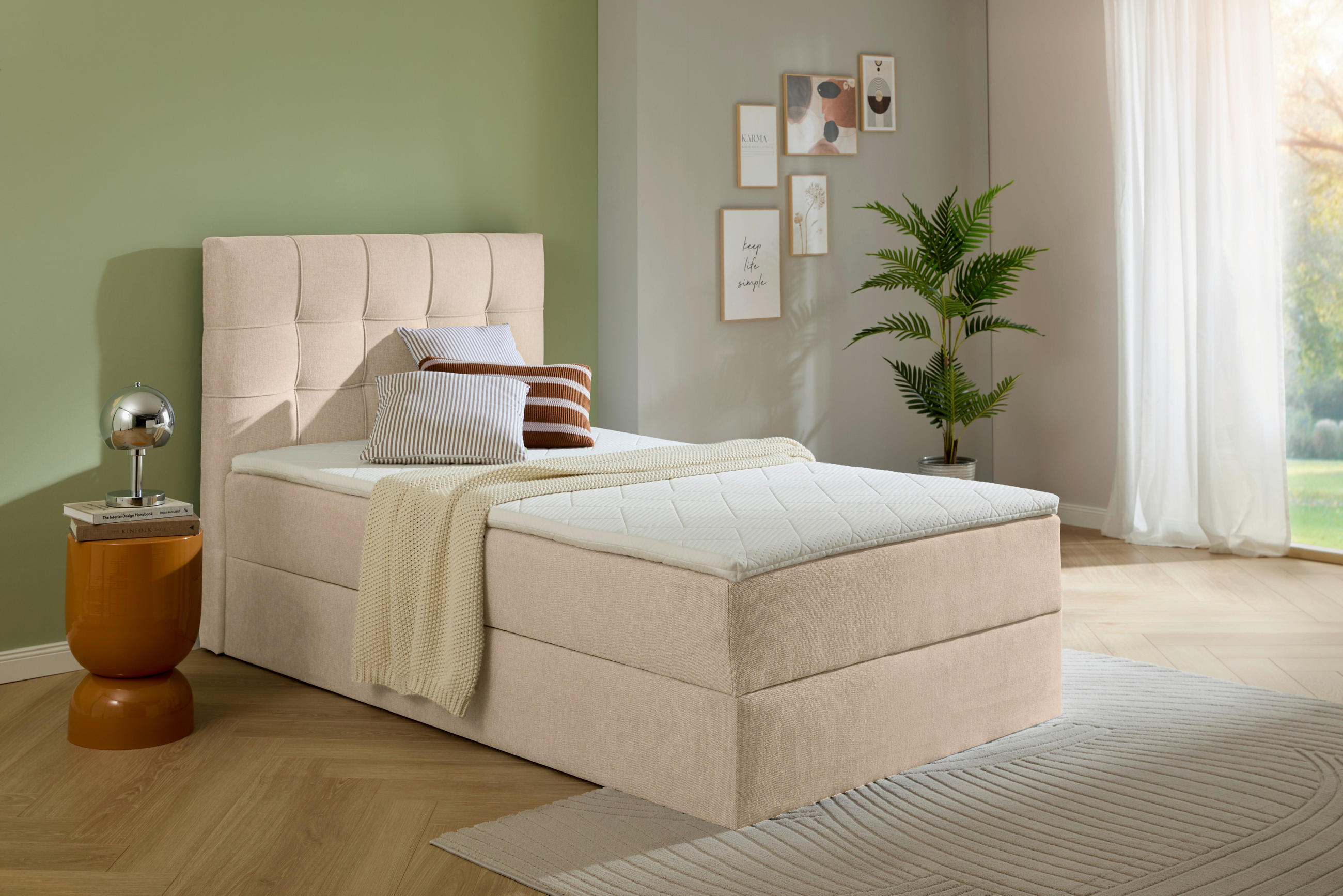 BOXBETT 100/200 cm  in Creme  - Creme/Schwarz, KONVENTIONELL, Kunststoff/Textil (100/200cm) - Boxxx