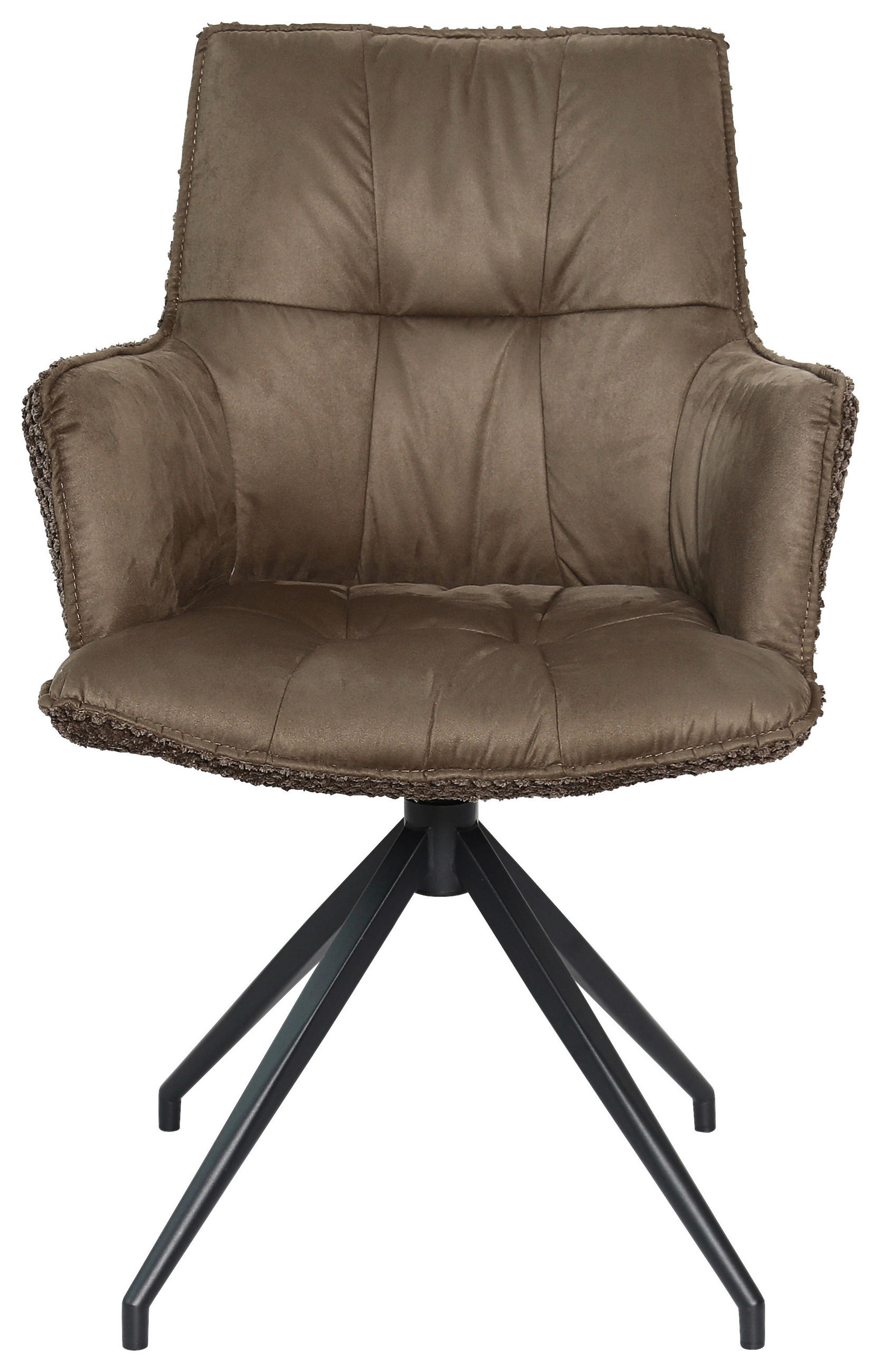 ARMLEHNSTUHL  in Eisen Mikrofaser, Teddystoff  - Schwarz/Braun, Design, Textil/Metall (59/90/62,5cm) - Novel