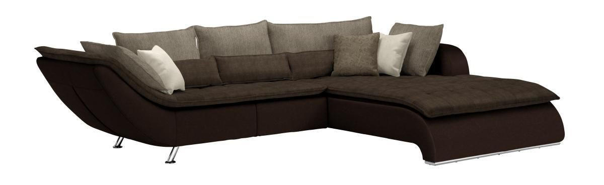 SOFFA i textil mörkbrun, ljusbrun  - kromfärg/ljusbrun, Design, metall/textil (300/220cm) - Livetastic