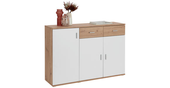 KOMMODE Lucky, 119,9/82/34,3 cm, 2 Schublade(n)  - Alufarben/Eiche Artisan, MODERN, Holzwerkstoff/Kunststoff (119,9/82/34,3cm) - Xora