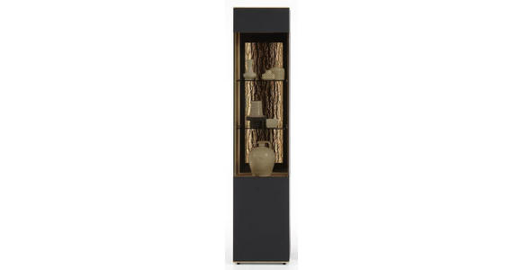 VITRINE in vollmassiv Kerneiche Anthrazit, Eichefarben  - Eichefarben/Anthrazit, Design, Glas/Holz (43/205/44cm) - Valnatura