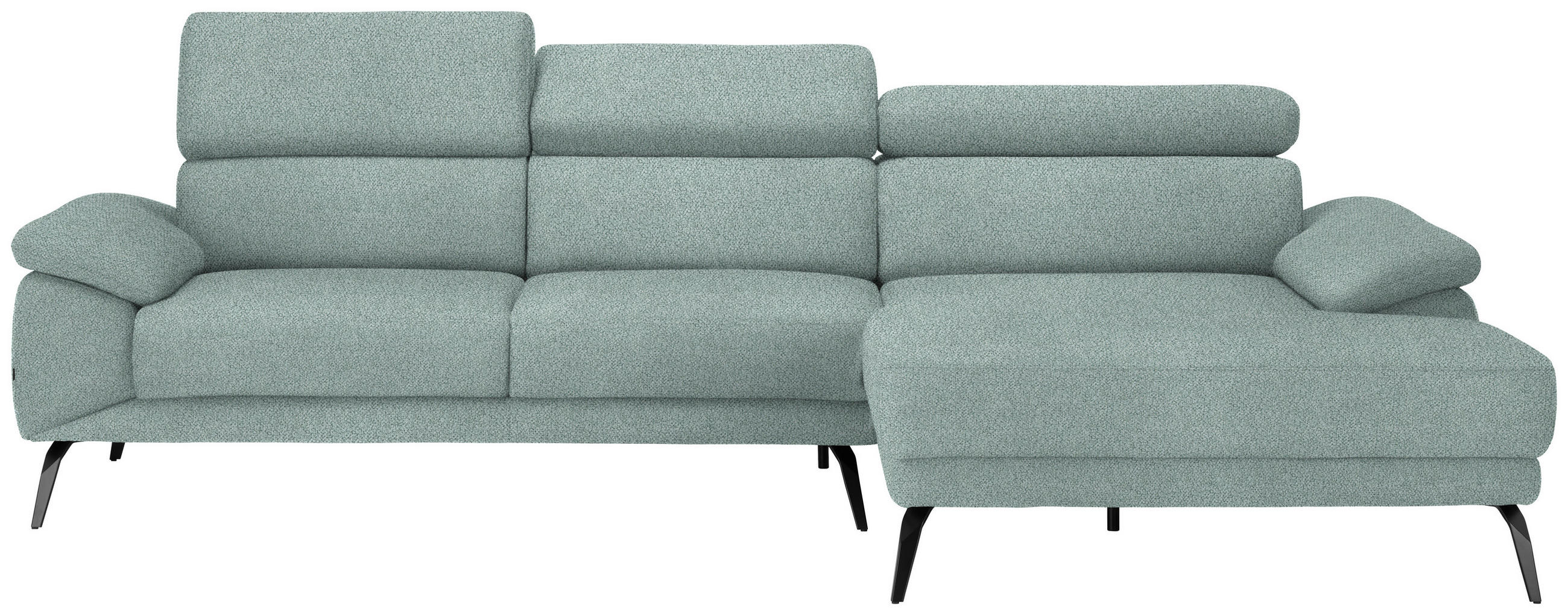 ECKSOFA Mintgrün Velours  - Schwarz/Mintgrün, Design, Textil/Metall (295/187cm) - Novel