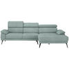 ECKSOFA Mintgrün Velours  - Schwarz/Mintgrün, Design, Textil/Metall (295/187cm) - Novel